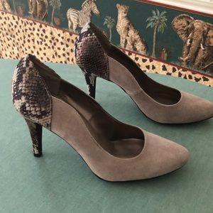 Size 7m grey/snakeskin heels/suede shoes